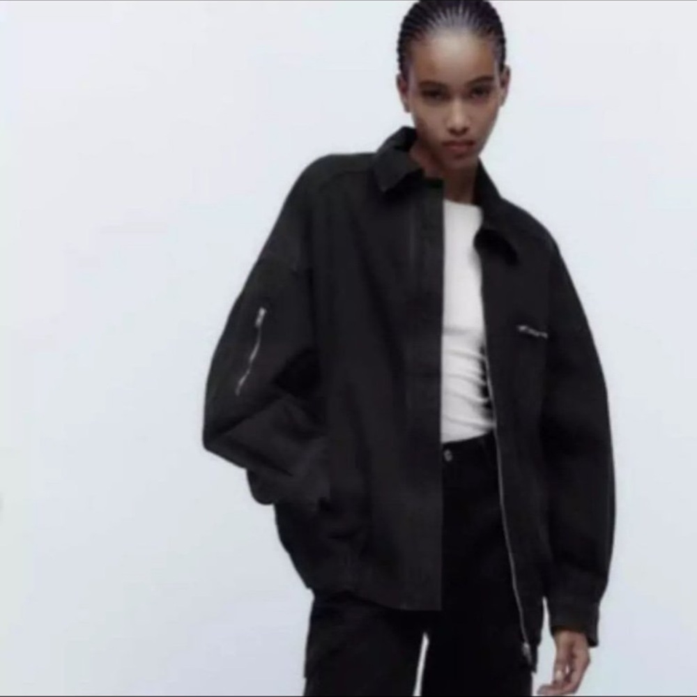 Zara Charcoal Denim Jacket